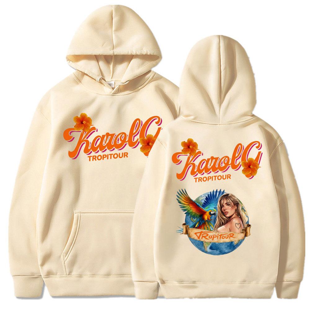 Karol G Tropicoqueta Tour Album Print Hoodies Men Women Fashion Music Y2k Long Sleeve Oversized Streetwear