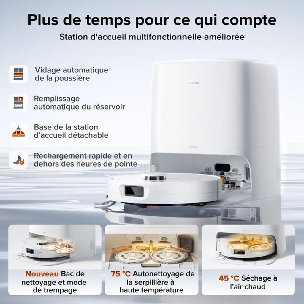 ROBOROCK Qrevo 2 ProX - Robot aspirateur laveur - Aspiration 25 000 Pa - Station multifonction - Double système anti-emmêlement