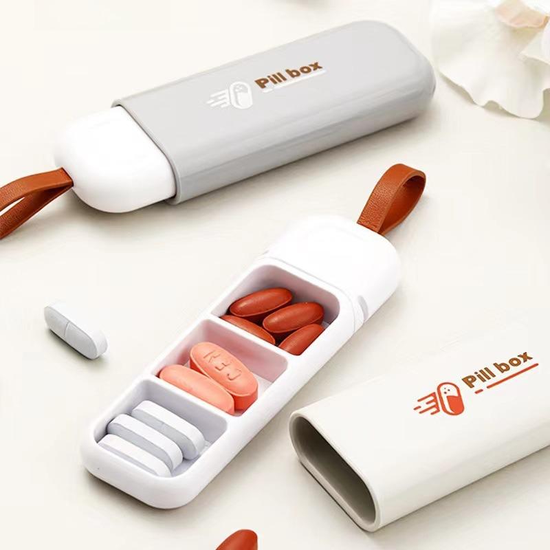 Portable Mini Pill Box Travel Carry On Three Compartments Sealed Moisture Proof Medicine Storage Box