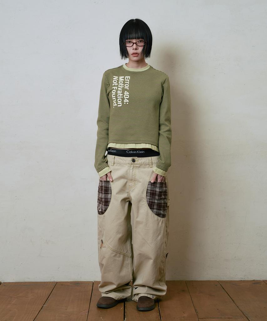 Lujeoseukeulleob Striped Layered Long Sleeve T-Shirt Olive