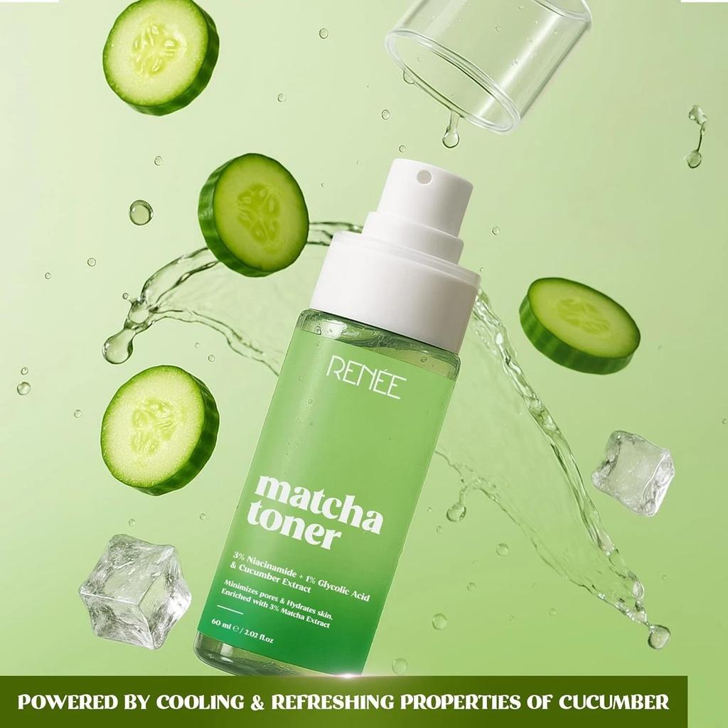 RENEE 3% Niacinamide & Cucumber Extract Matcha Face Toner - 60 ml