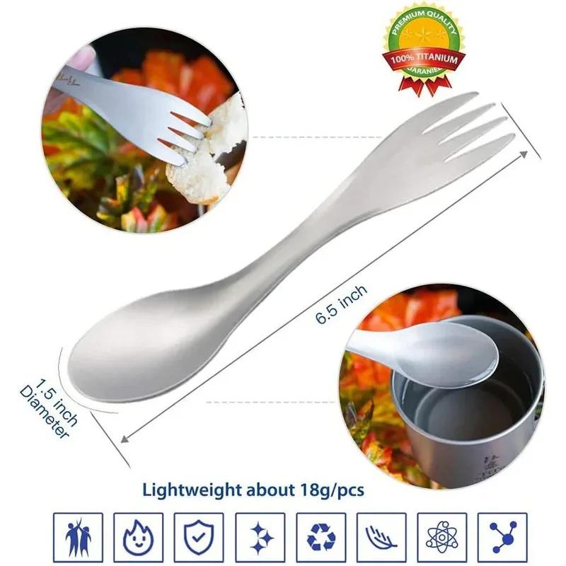 Tytanowy Spork 2 w 1 Łyżka Ultralekkie Naczynia Turystyczne Widelec Nóż Przenośny Kemping Piknik Podróż Ekologiczne Sztućce