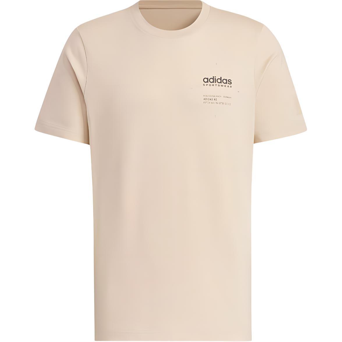 adidas Small Linear Logo T-Shirt Asia Sizing Beige Men s JI9077 XS