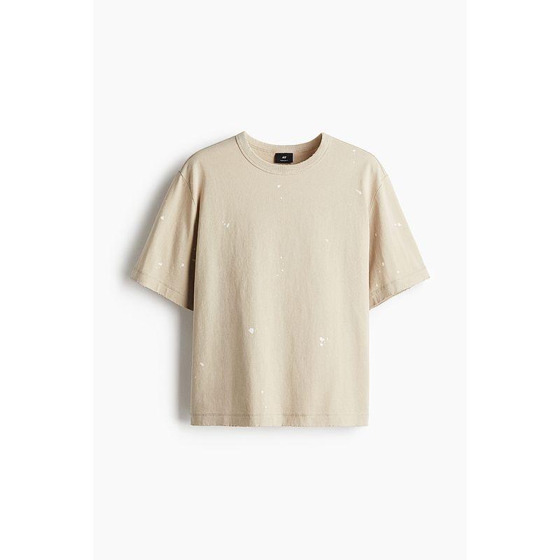 

HM Men s and Women s T-shirt 2025 Autumn New Arrival Heavy Weight round Neck Loose American Print Polka Dot Short Sleeve 1262290