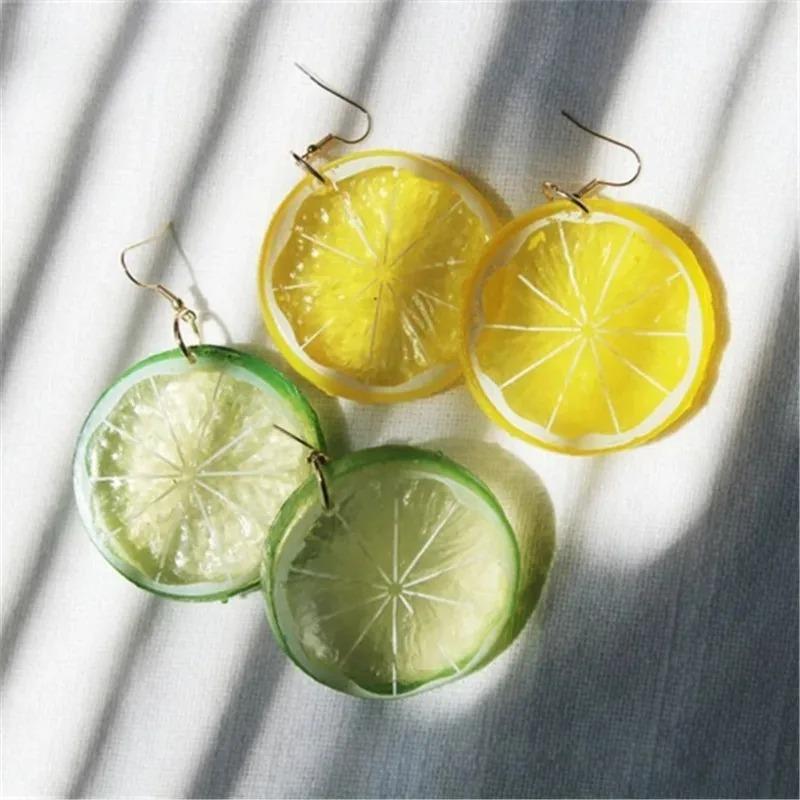 New Fashion Fruit Transparent Pearl Colored Lemon Earrings Y2k Women's Creative Jewelry