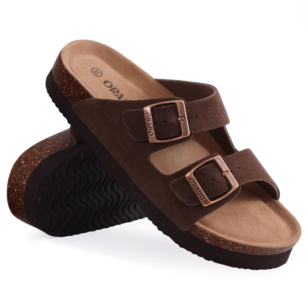 Fashion Kidmi New Fashion Women's Sandals Summer Cork Clogs Sandals Classic Women Mules Soft Suede Beach Slides With Adjustable Buckle