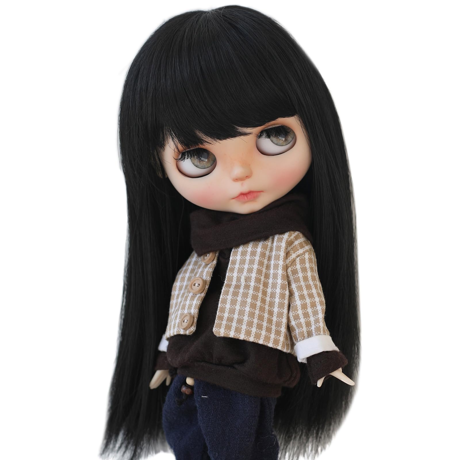 

Linfairy 9-10 inch Doll Long Wig (Black)