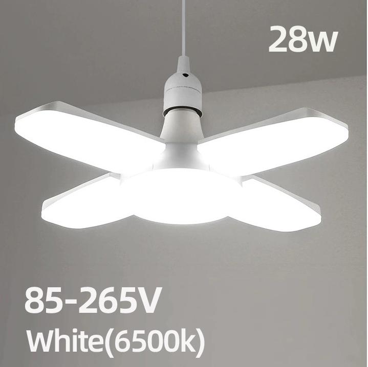

E27 Fan Shape Foldable 28W LED Bulb AC220V/110V Deformation for Home Ceiling Lights Warehouse and Garage White Light 6500K Bulb 28W