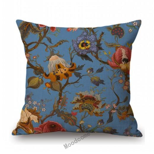 Pink Red Orange Beautiful Flower Pattern Wallpaper Art Design Sofa Decoration Pillow Case Cotton Linen Chair Cushion Cover
