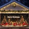 Merry Christmas Garage Door Background Banner Xmas Tree Gift Santa Claus Backdrop Winter Christmas Party Outdoor Wall Decoration