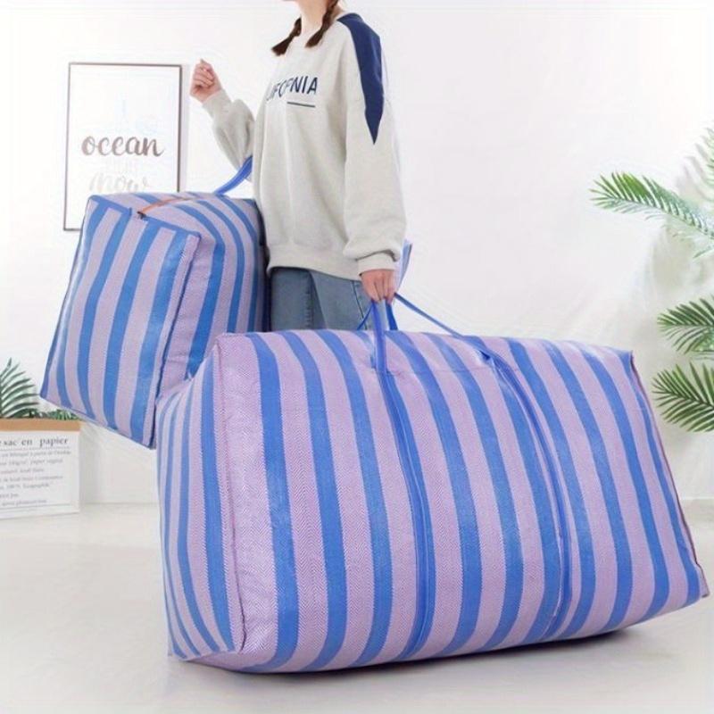 

2/3pcs 180L Large-capacity Car Travel Storage Bag, Quilt, Thickened Blue and White Nylon Bag, Duffel Bag, Portable Moving Bag