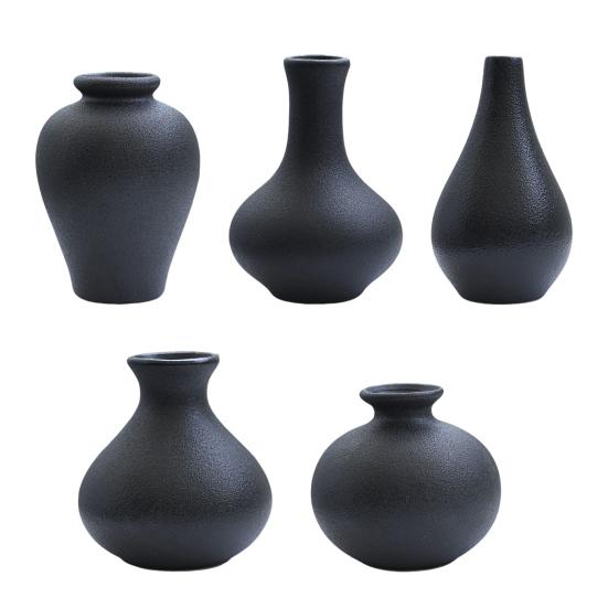 5Pcs/Set Black White Ceramics Flower Vase Modern Flower Holder Container Home Office Table Centerpiece Decorative Floral Plants Vase