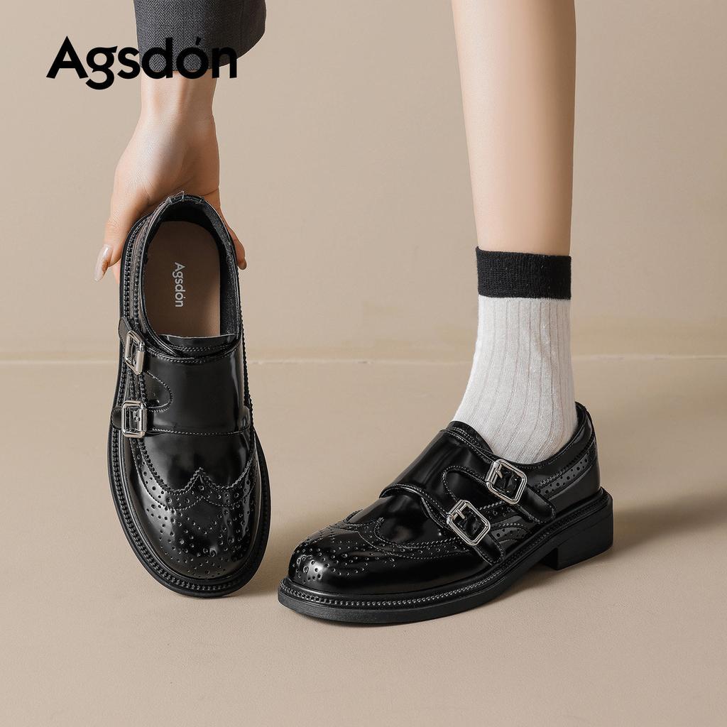 Brown new spring retro platform small leather shoes commuting not tired feet single shoes