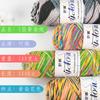Pătură împletită din lână plușată, pachet material DIY croșetat manual, buchet cu schimbare graduală a culorii, 200G