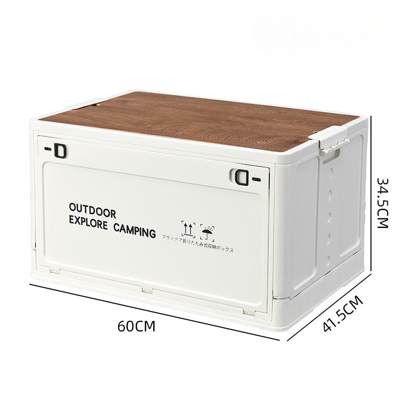 Side Door Wheels Folding Box Camping Outdoor Wooden Lid Storage Trunk for Clothes Books Stall Box Organizer