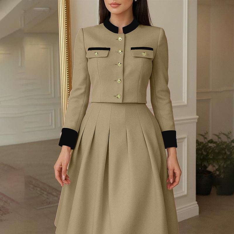 ZANZEA Women Long Sleeve Blouse and A-line Skirts Casual Two Piece Suit Sets