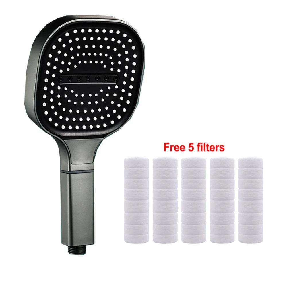 13 cm großer Hochdruck-Duschkopf mit großem Panel, wassersparende Filterdüse, 3-Modi-Duschköpfe, einstellbare Wassermassage-Sprühvorrichtung, Badezimmerzubehör