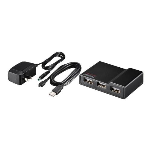 BUFFALO PC/TV Compatible 4-port Self-powered Hub Black BSH4A11BK