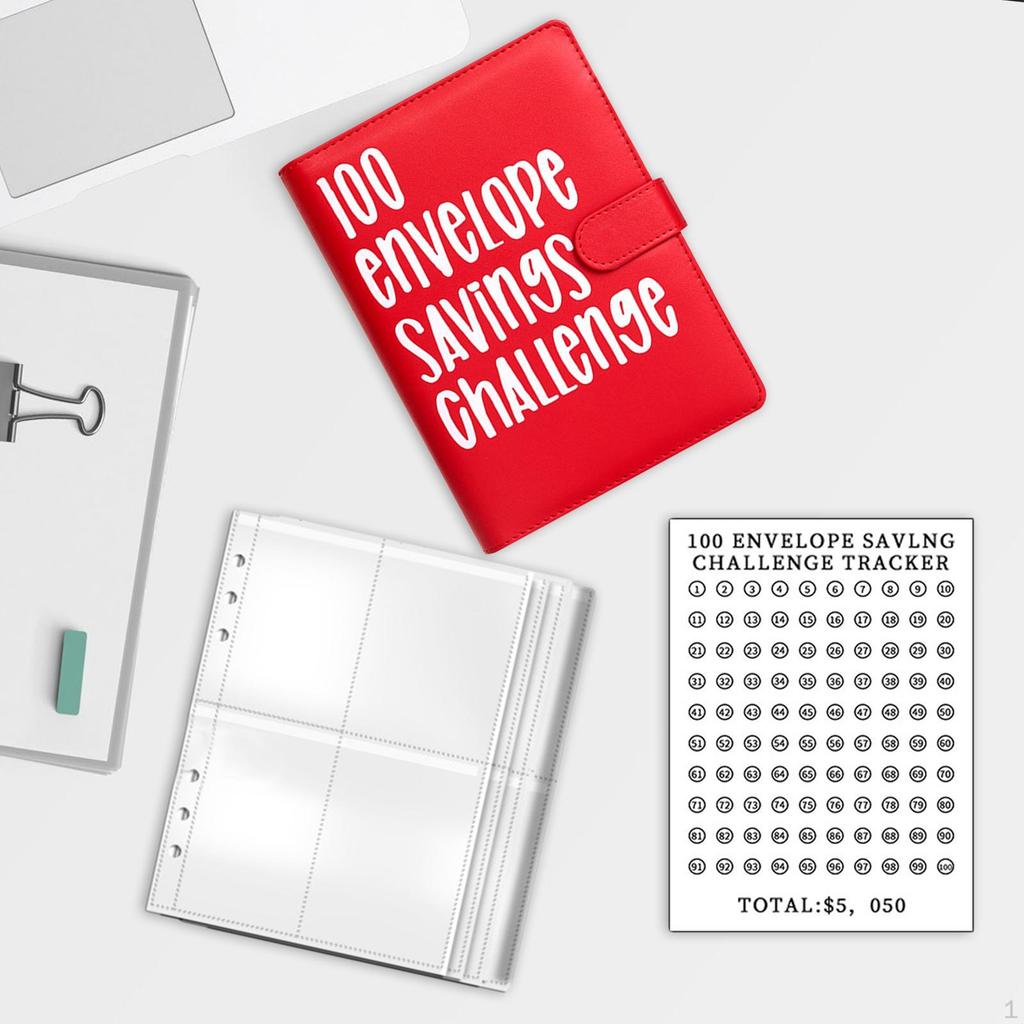 100 Envelope Challenge Binder, Savings Challenges Binder for Saving Money
