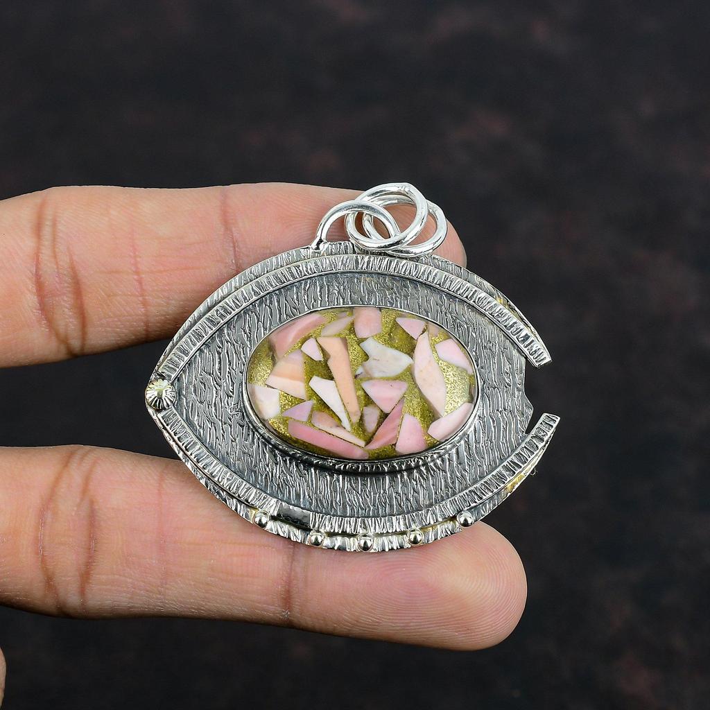 Copper Pink Opal Pendant 925 Sterling Silver Pendant Handmade Jewelry Genuine Gemstone Pendant Decent Pendant Silver Jewelry Gifts For Women