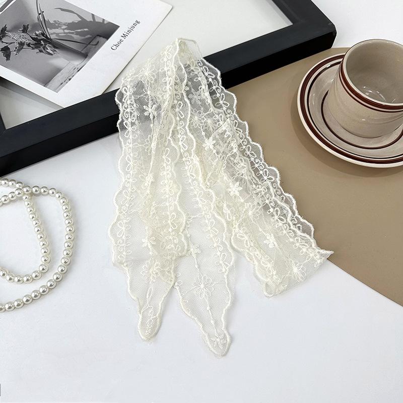 Silk scarf long strip high-end summer thin decorative versatile lace thin narrow small scarf headband