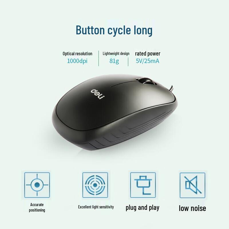 Deli 3715 USB Wired Optical Mouse