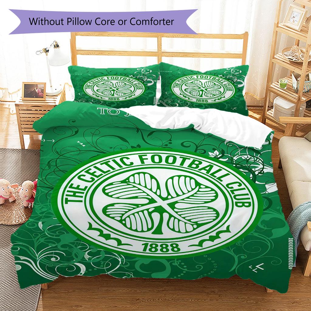 Ensemble de couette Celtic Football Club Housse de couette Taie d'oreiller Décoration de maison Cadeau d'anniversaire (1 housse de couette + 2 taies d'oreiller, sans garniture.)
