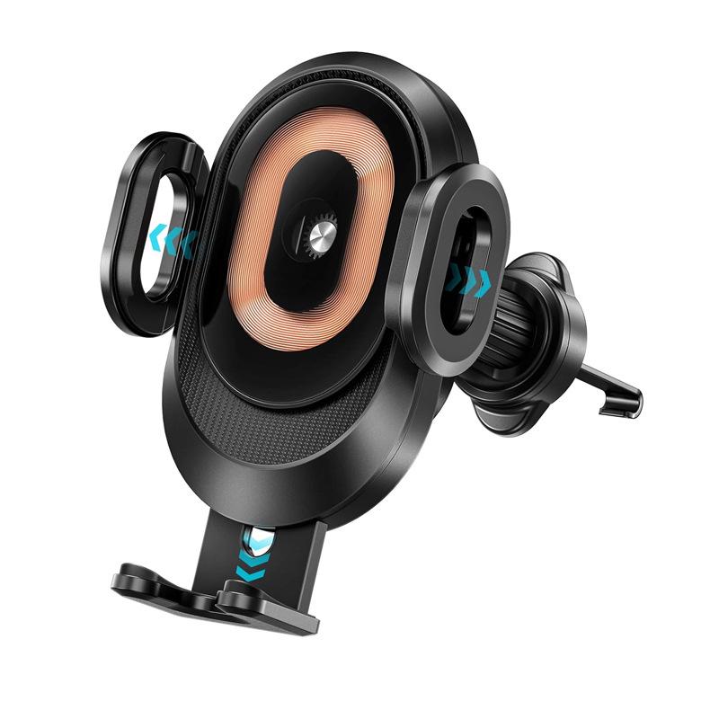 15W Car Wireless Charger & Phone Holder for Apple & Android with Three-Axis Linkage