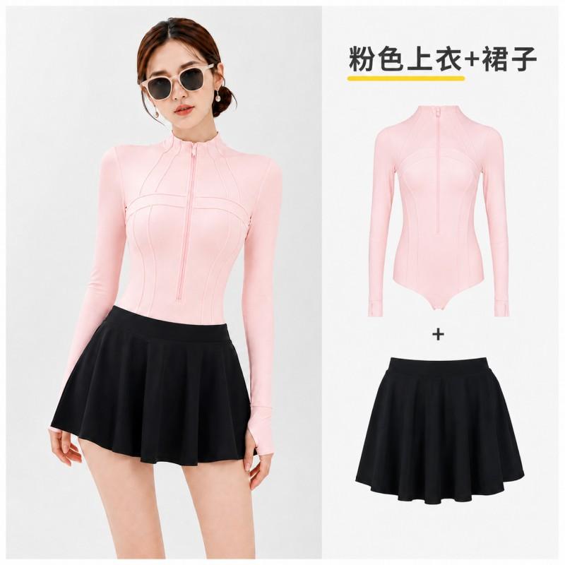 Womens UV Protection Full Coverage Diving Suit With Half Zipper Conservative Cut Swimwear Snorkeling Water Sports