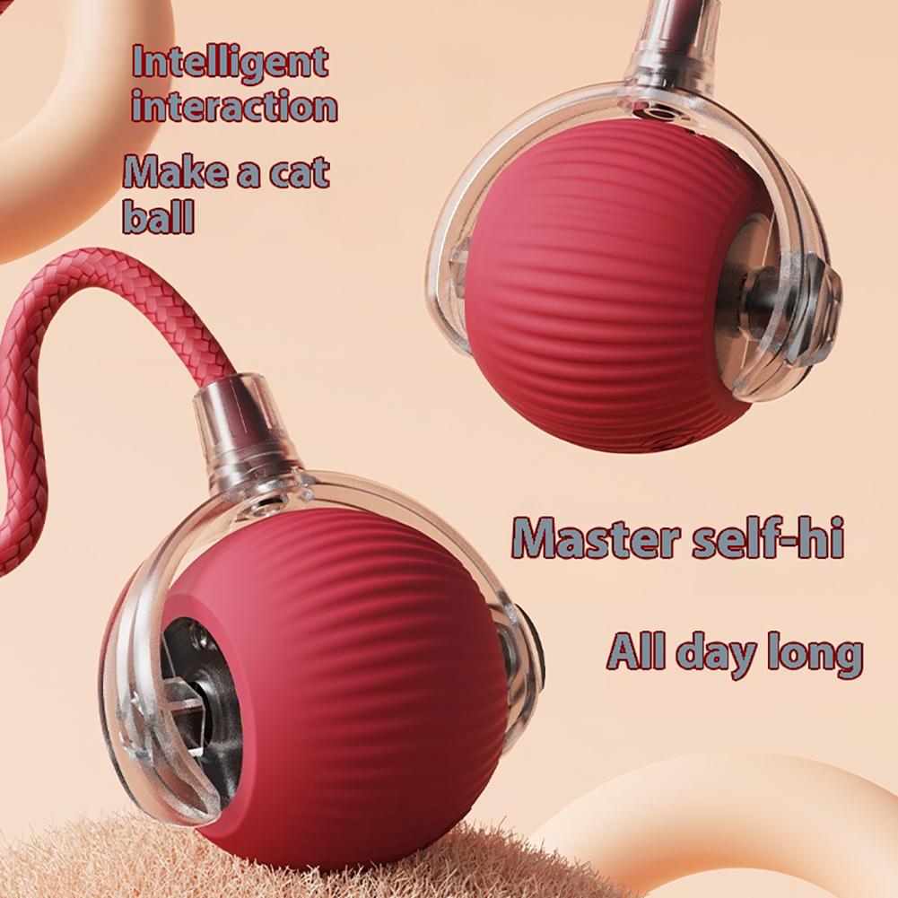 Cat Interactive Ball Toys Automatic Rolling Ball Faux Tail Rechargeable Smart Pet Electric Toy Dog Cat Training Imitate Mouse