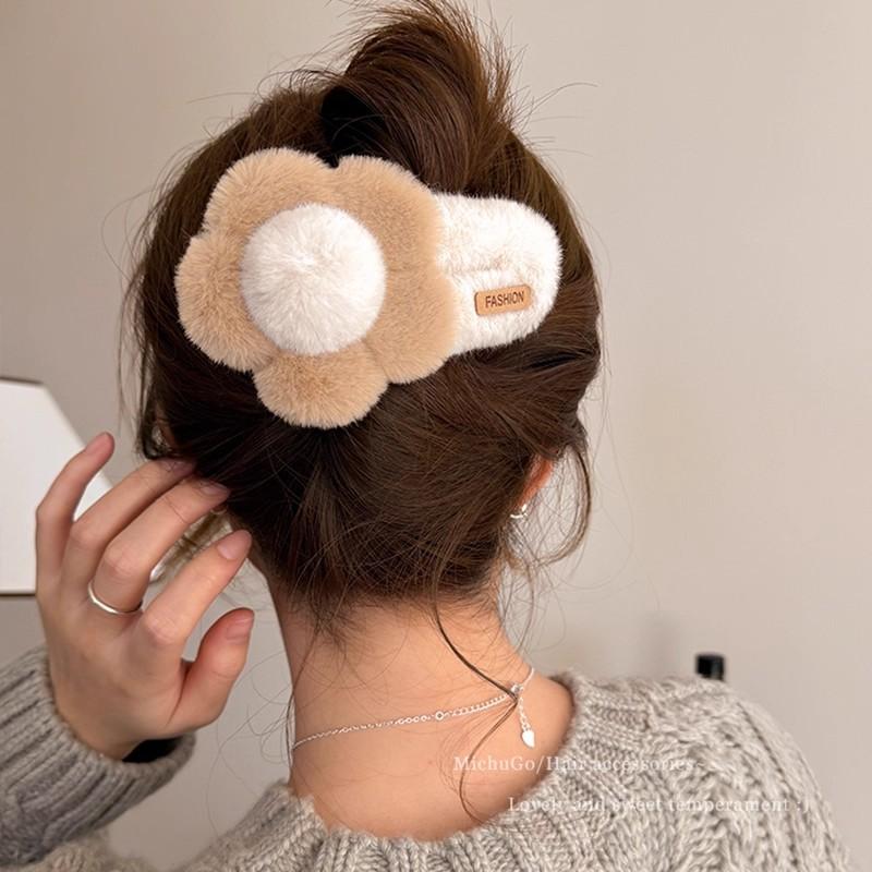 Fliegende Haare Süße Plüschblume Haarspange Niedliche Weiche Kopfbedeckungsaccessoires Großer Entenschnabelclip Täglich