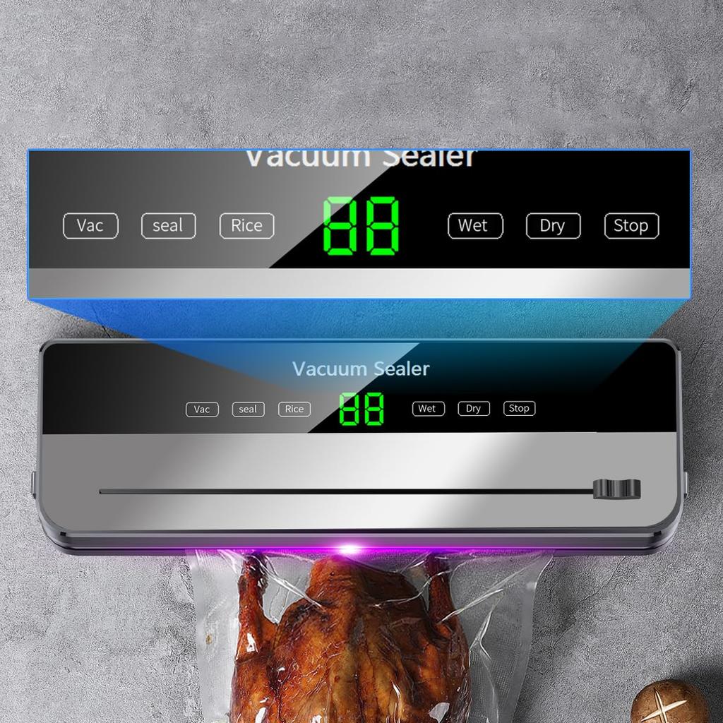 Vacuum Sealer Dry Wet Food Storage Sealing Machine with Built-In Cutter + 30 Textured Bags