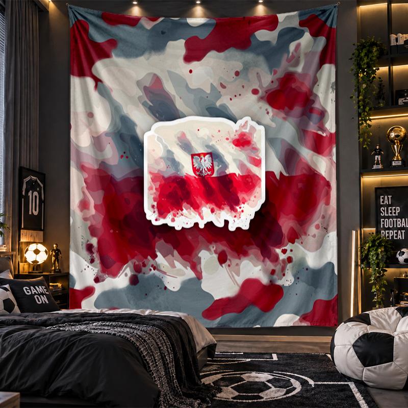 Wall Hanging Tapestry Poland Football Print Cloth for Living Room Bedroom Home Decor