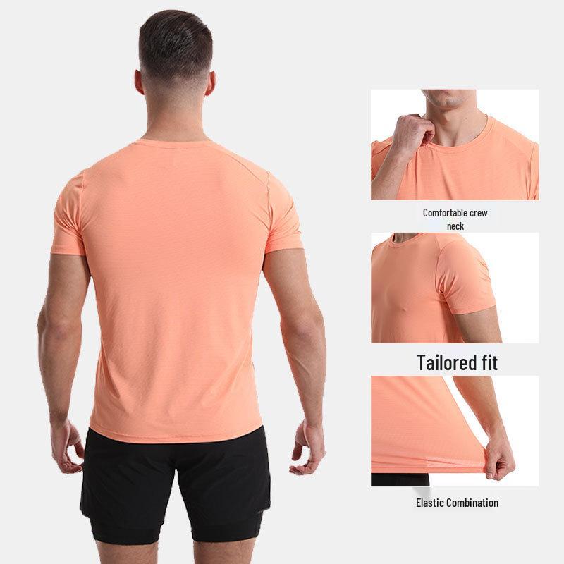Men's Quick-Dry Sports T-Shirt: Solid Color, Breathable, Short Sleeve for Running & Fitness