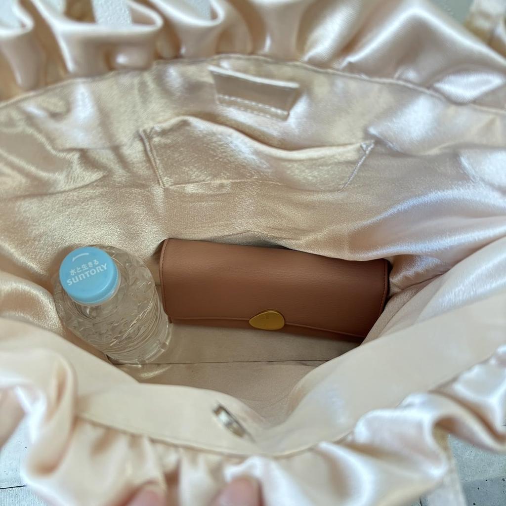 [mauve] Elegant Sub-Bag, A4 Size, Formal Pleated Tote (Gold)