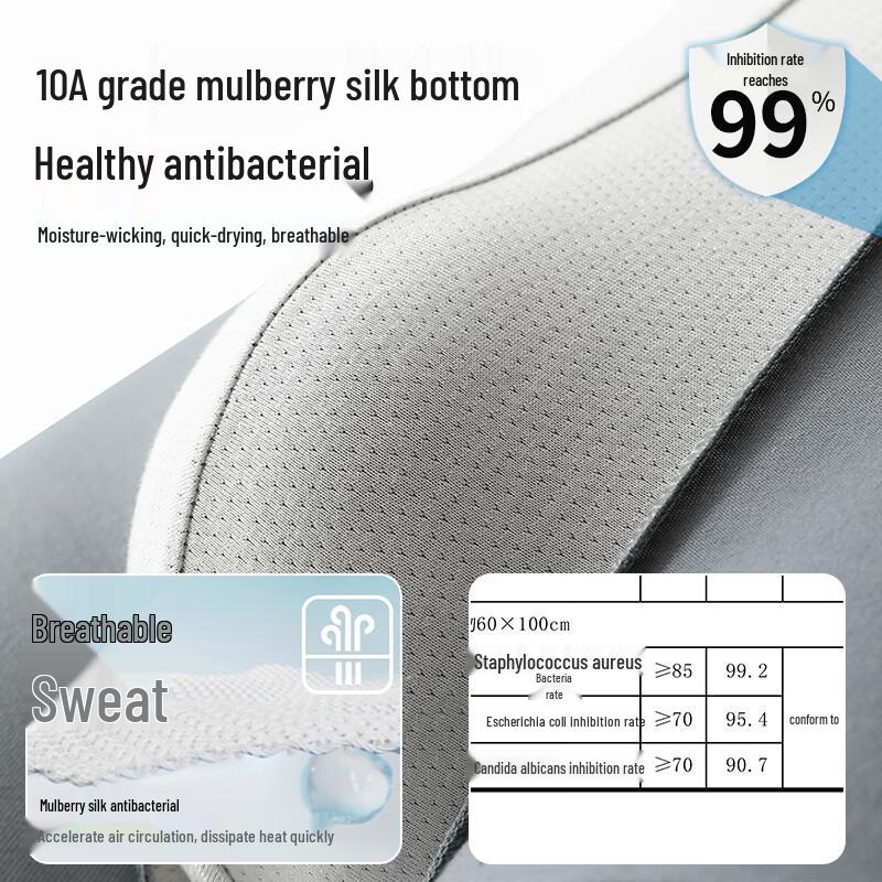 Langsha Men's 10A Antibacterial Cotton Boxer Briefs with Silk Crotch