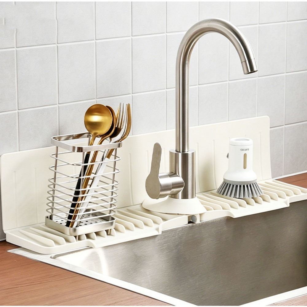 Fast Self-Draining Silicone Faucet Draining Pad Non-Slip Sink Splash Guard  Dish Soap Holder