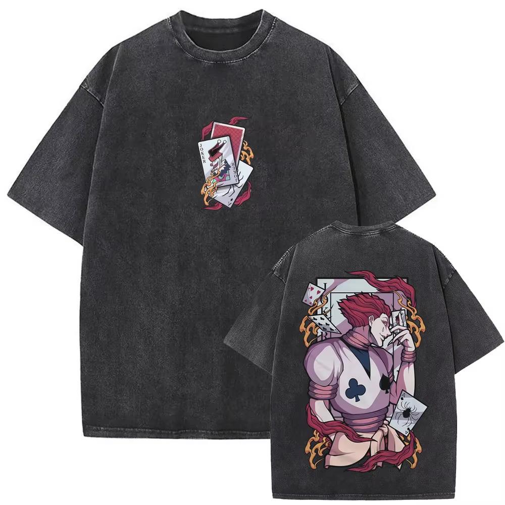 Washed Vintage Anime Hunter X Hunter T-shirt Killua Zoldyck Graphic T Shirt Men Women Clothing Oversized Crewneck Tshirt