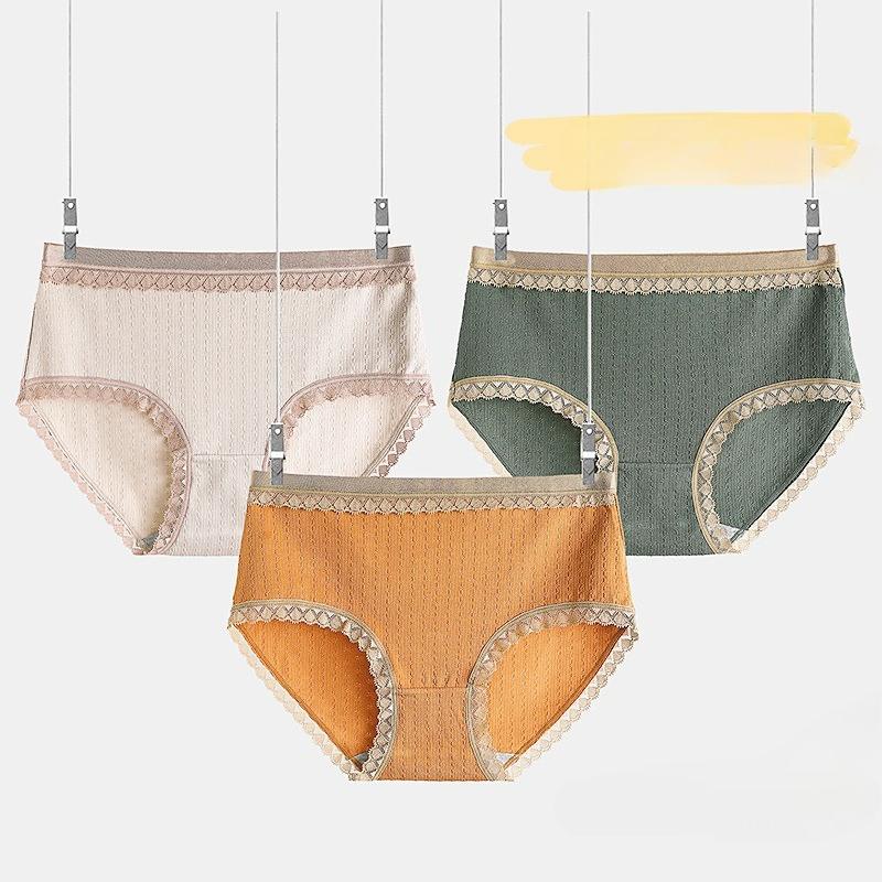 Summer Fashion Women's Pure Cotton Mid High Waist Underwear Comfortable Breathable Sexy Hip Hugging Women's Triangle Panties