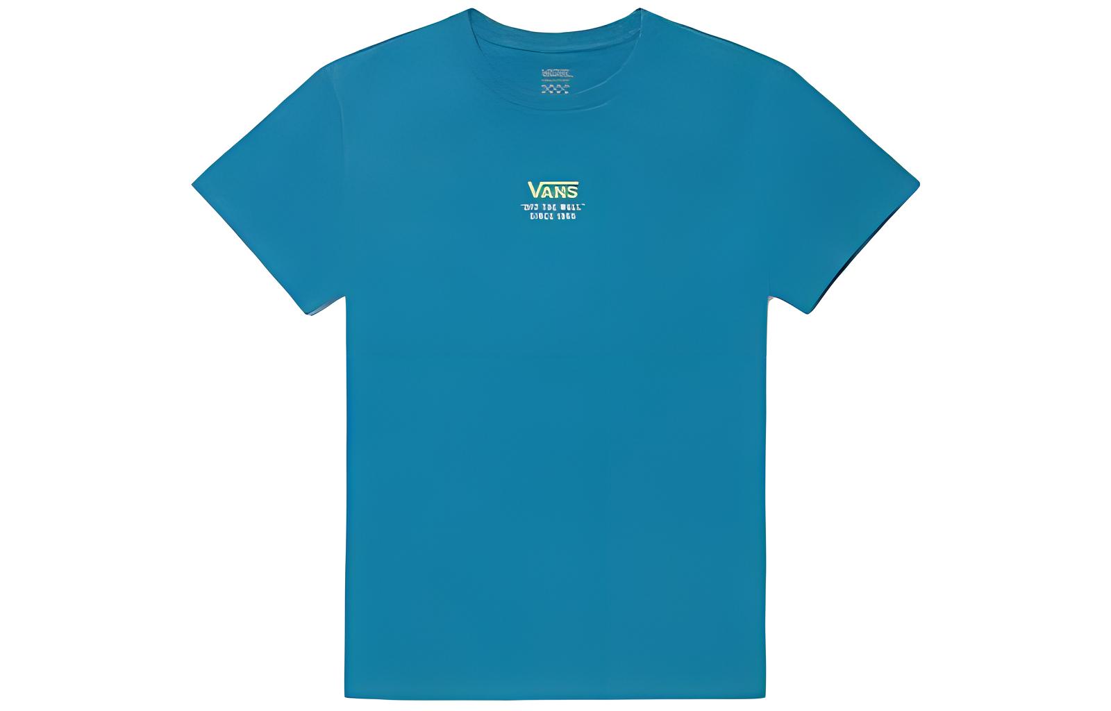 Vans T Shirts Women s Blue Crew Neck Moderate Straight Fit VN0A5F1TZEI M