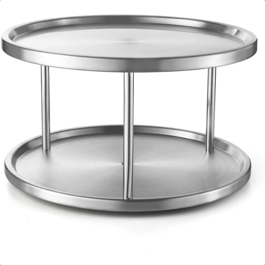 

Двухуровневый, 2 штуки, из нержавеющей стали, вращающийся на 360 градусов настольный стенд-подставка для вашего обеденного стола, кухонных столешниц и шкафов United States