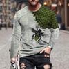 Autumn Winter Personalized Versatile Honeycomb Bee Pattern 3D Printed T-shirt Men Round Neck Long Sleeve Street Trendy Style T-shirt
