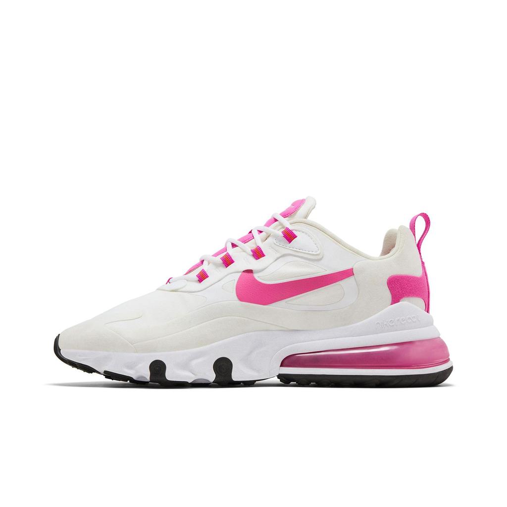 Nike Womens Air Max 270 React 'Fire Pink' (women's sizes) White / Team Orange / Black / Fire Pink Running Shoes CJ0619 100