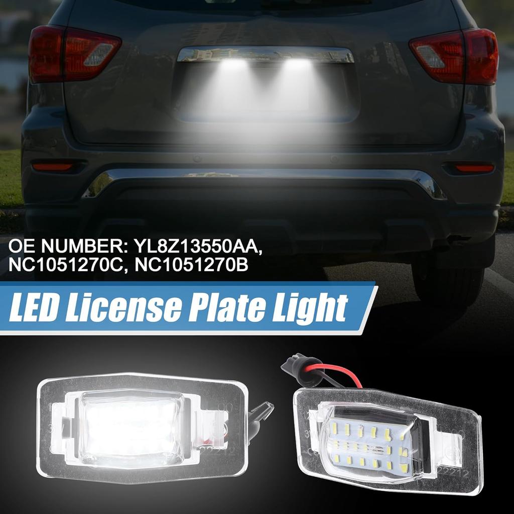 Car 6000K White LED License Plate Light Assembly YL8Z13550AA 2835SMD for Mazda Miata MX-5 1999-2005 ABS Clear Black 1 Pair