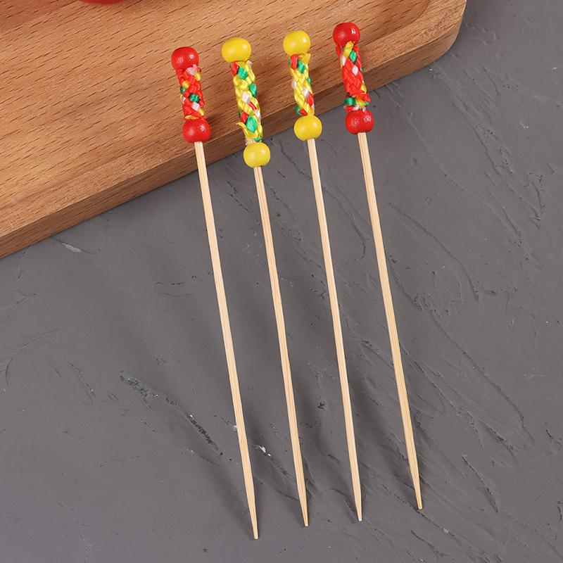 100Pcs/Pack Fruit Fork Cocktail Stick Bamboo Skewers Candied Haws Sticks