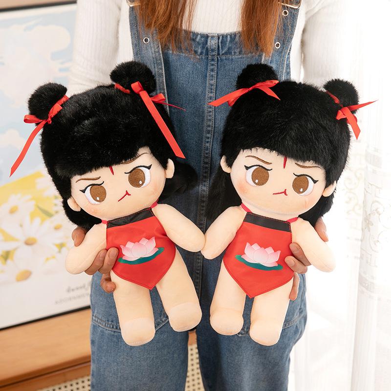 Cute Nezha Plush Toy Cotton Doll Girl Doll Nezha Doll Girl Throw Pillow Children's Birthday Gift