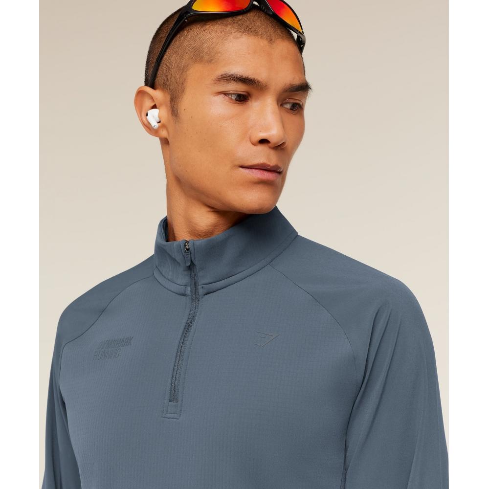 Gymshark Running Elite 1 4 Zip Titanium Blue A2b2s Ucmq