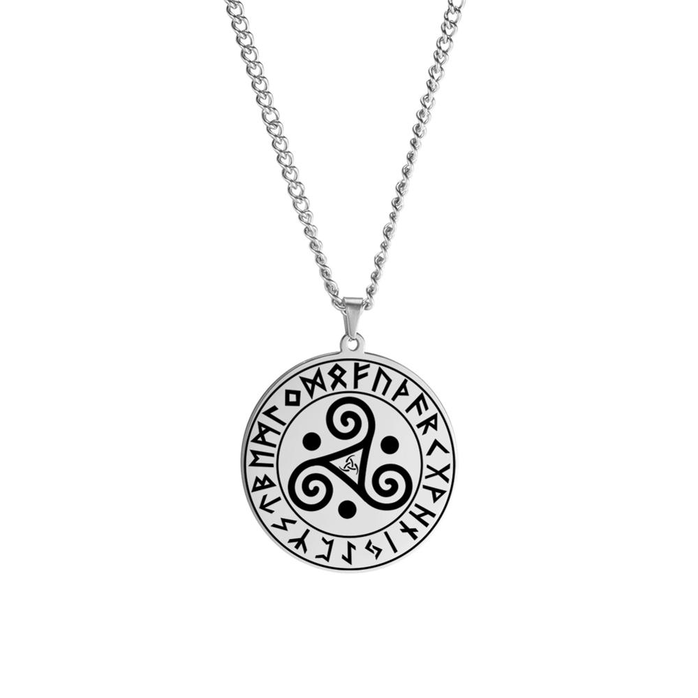 

LIKGREAT Wicca Necklace Men Triskele Triple Spiral Symbol Occult Pagan Talisman Amulet Stainless Steel Witchcraft Jewelry 60cm