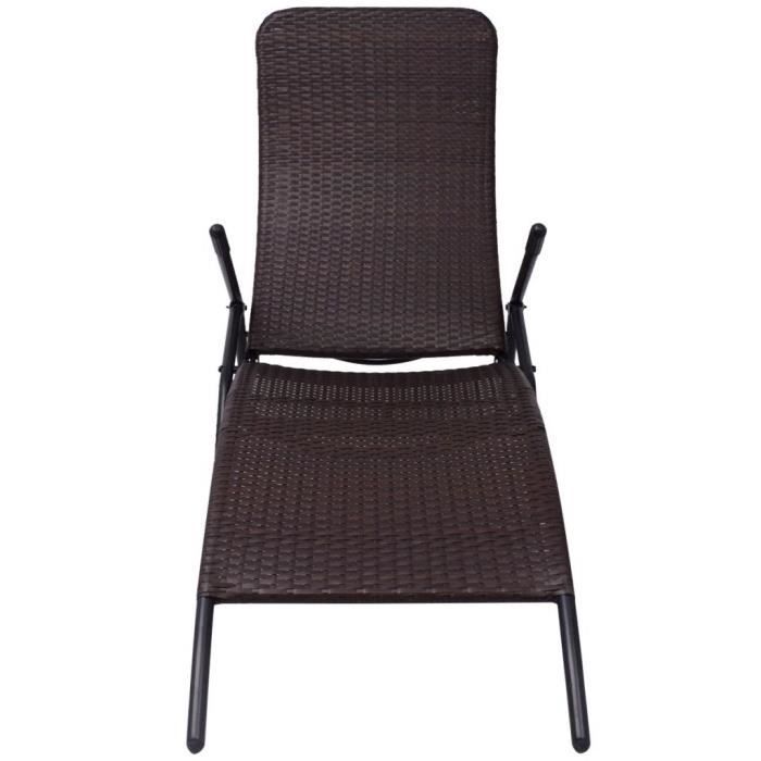 VidaXL Chaise longue pliable résine tressée marron 42945