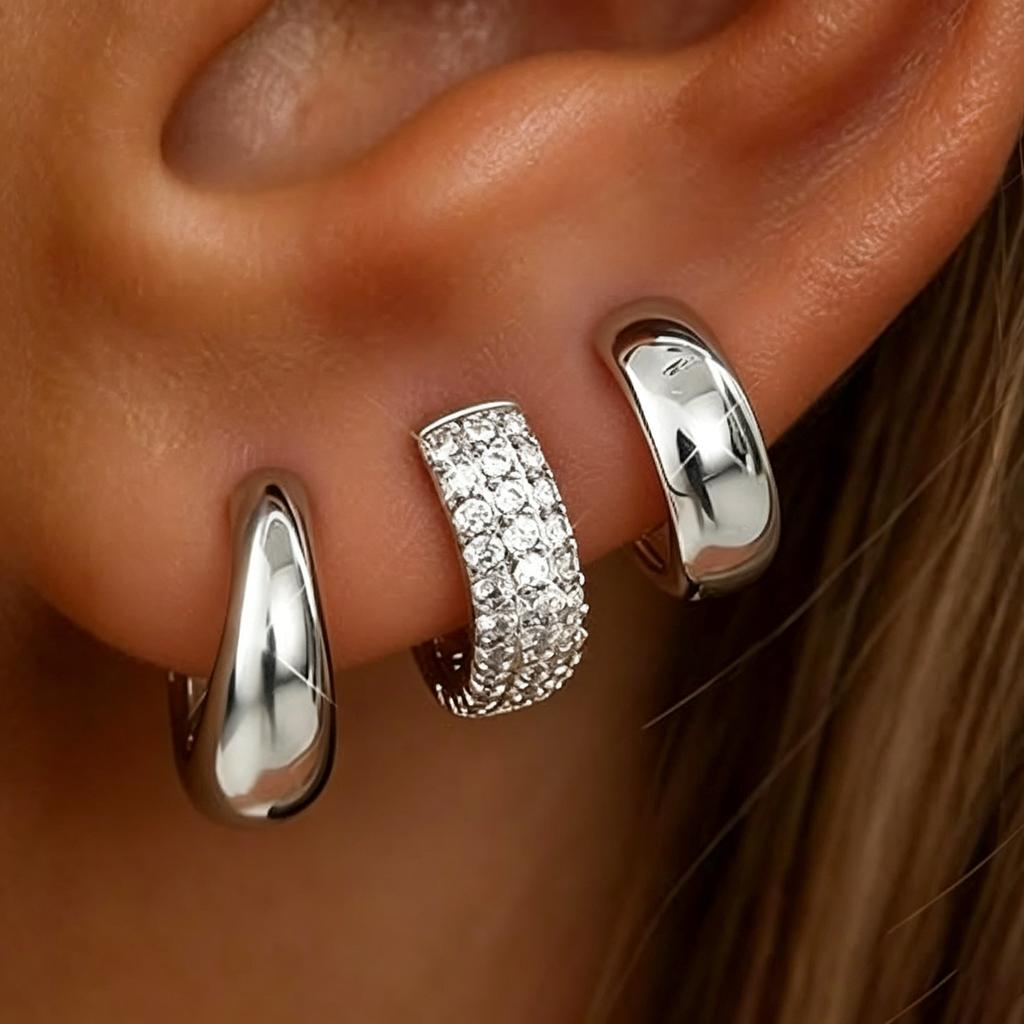 14K gold plated thick earrings set - suitable for sensitive ears - non-fading ear loop earrings set